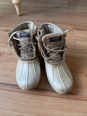 Sperry Kids Tan & Beige Duck Rain Boots